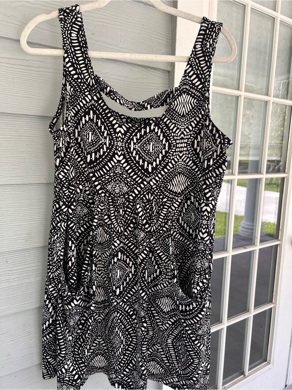 Black & White Geo Print Swim Coverup Tank Dress XL Travel Vacation
